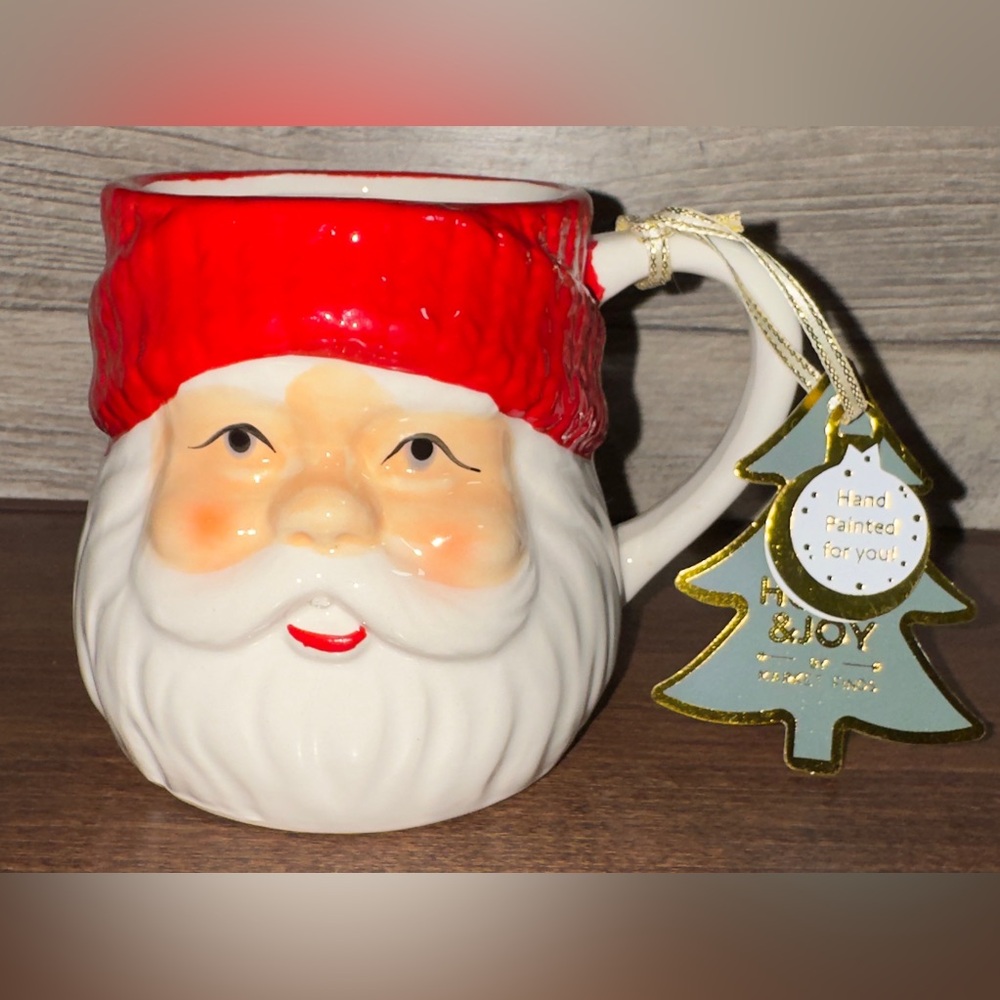 Super Cute 🥰 Hand Painted Vintage Style Santa 🎅  Mug by Market Finds - New